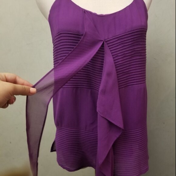 Madison Marcus Pintucked Ruffled 100% Silk top women's size Small (M9) - Picture 2 of 6